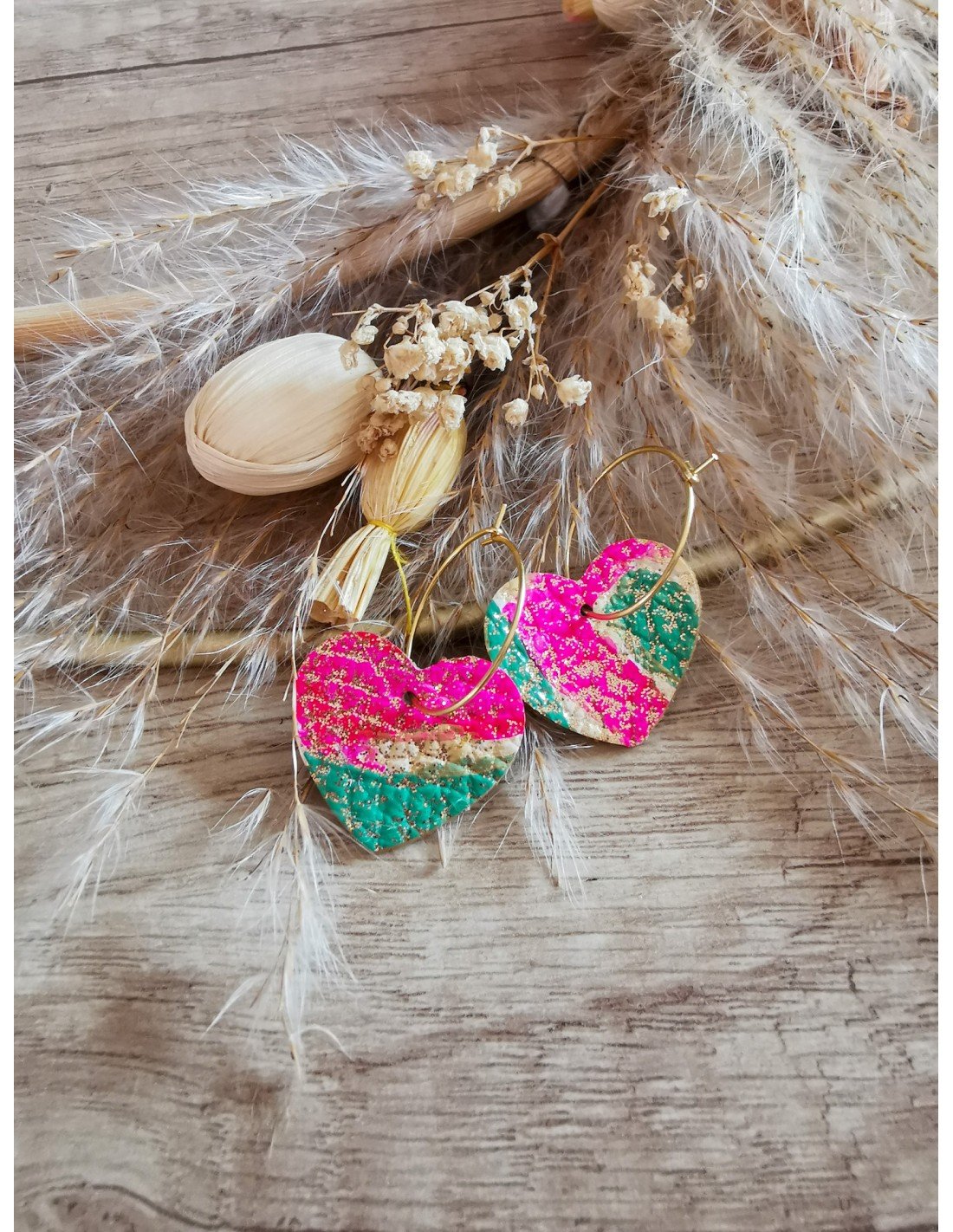 Boucles SUZZI Coeur Vert