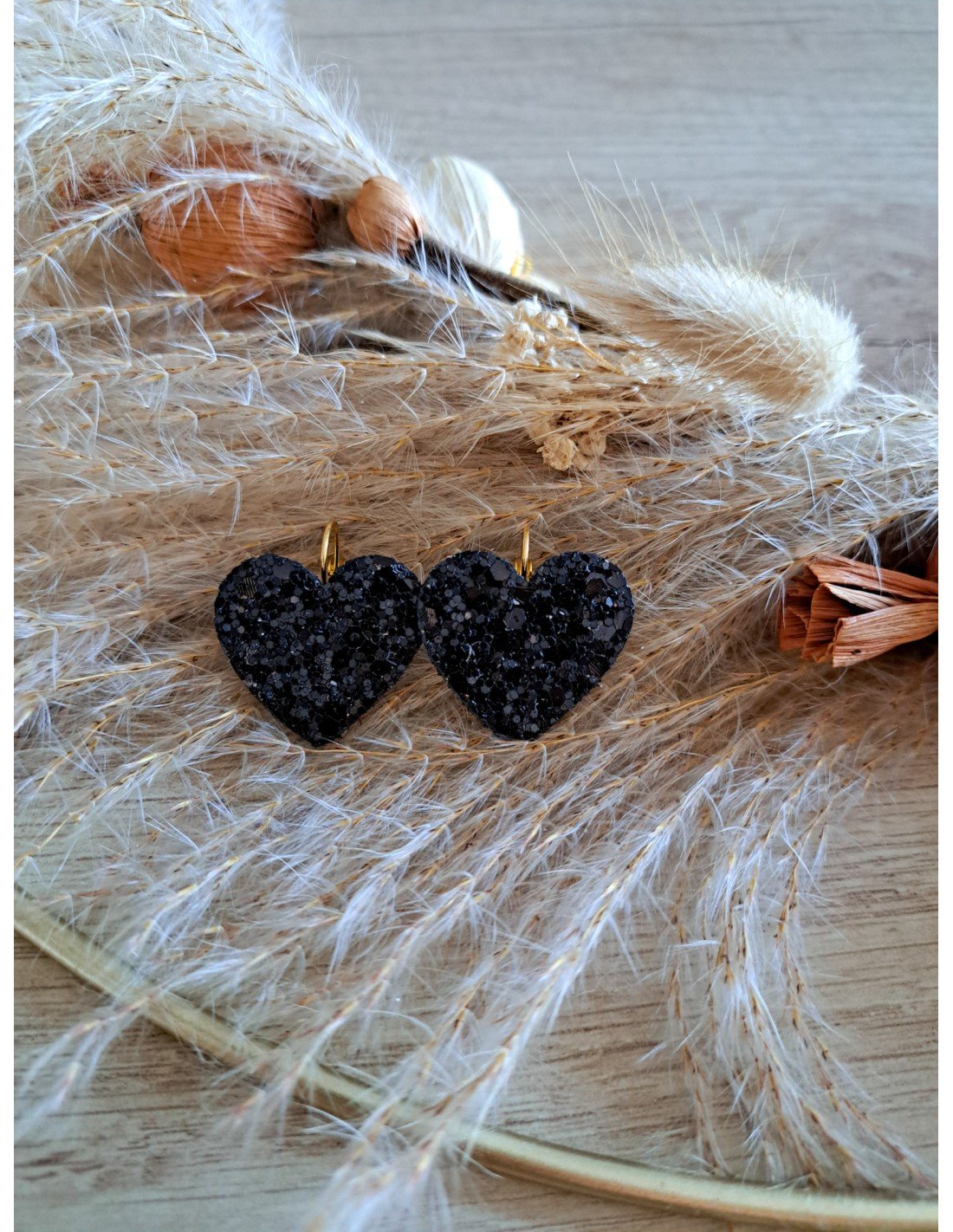 Boucles BEATRIZ Glitter Noire
